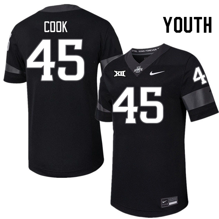 Youth #45 Alec Cook Iowa State Cyclones College Football Jerseys Stitched-Black